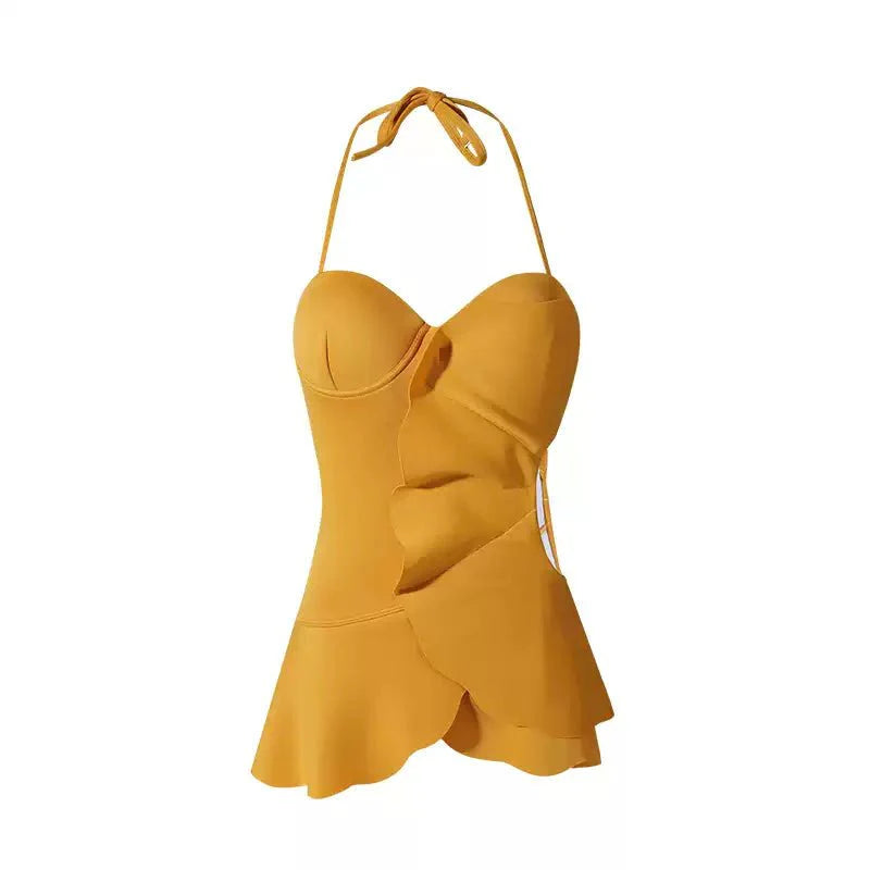 Halter Neck Flower Shape Cutout Swimwear By Kisksy