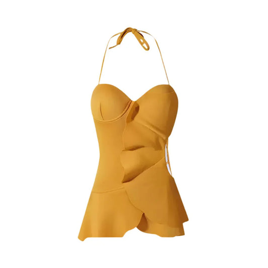 Halter Neck Flower Shape Cutout Swimwear By Kisksy