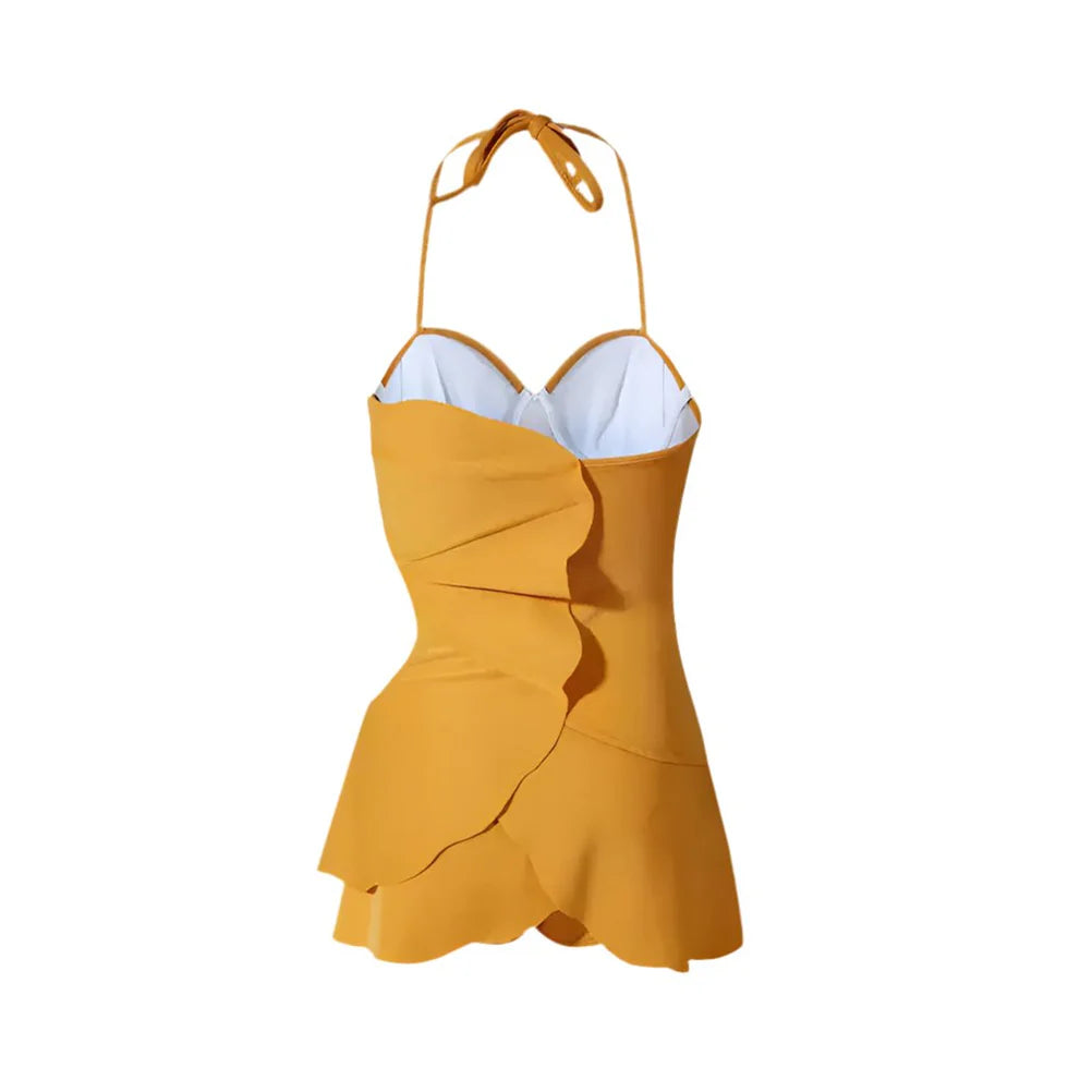Halter Neck Flower Shape Cutout Swimwear By Kisksy