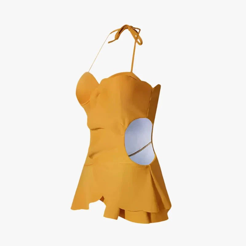 Halter Neck Flower Shape Cutout Swimwear By Kisksy
