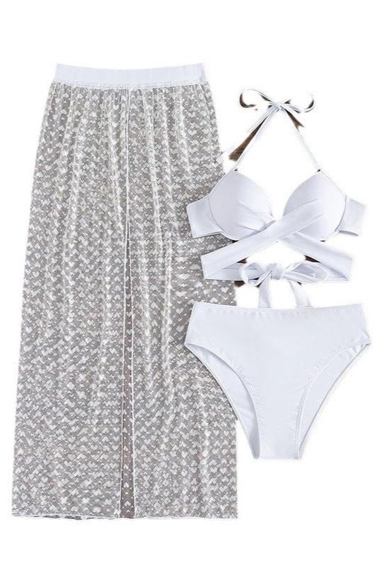 Three Piece High Waist Bikini SwimSuit Set - Three Piece Swim Suit By Kisksy