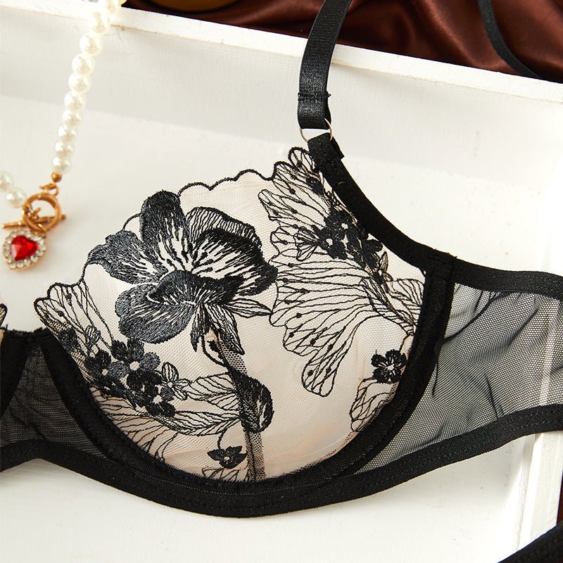 Twilight Tease Sheer Embroidered Bra & Thong Lingerie